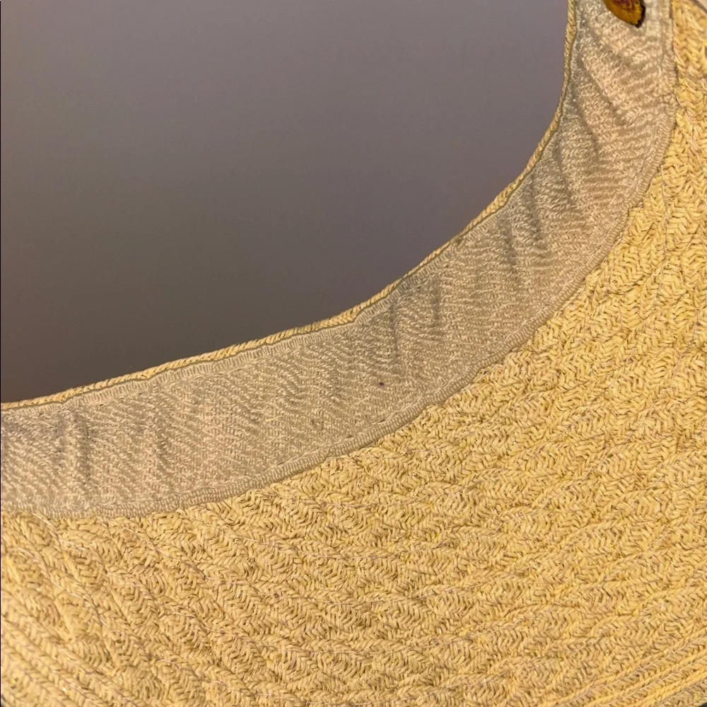Scala Colleczione Woven Tan Gold Metallic Visor Hat OS